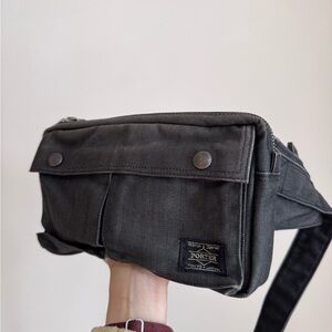 Porter Yoshida & Co Smoky Denim Waist Bag in Gray